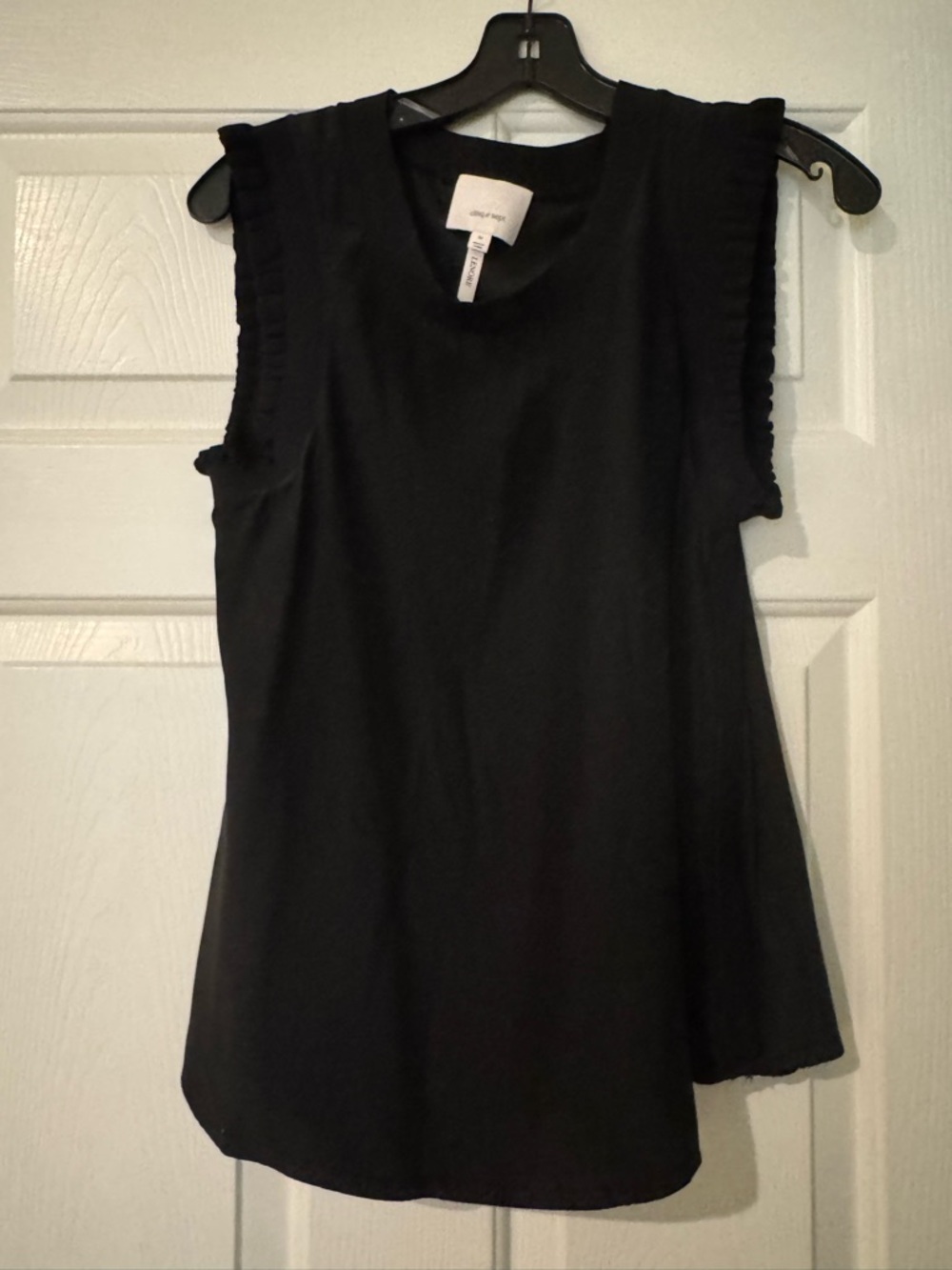 cinq a sept Black Ruffle-Trim Sleeveless Tank